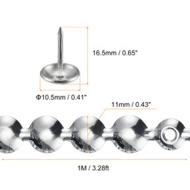 uxcell 6Pcs Upholstery Tacks Strips, 1Meter Glossy Decorative Nail Trims for Sofa Headboard Chair Furniture with Upholstery Nails (11mm Silver)