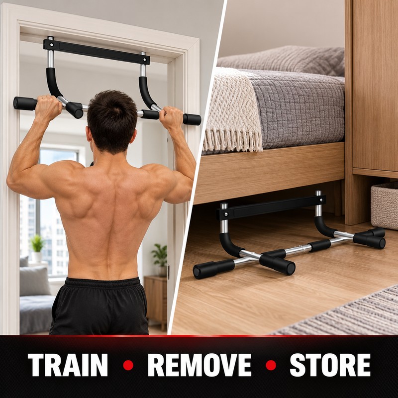 LINGPENG Doorway Pull Up Bar, No-Drill Multi-Grip Chin Up Bar