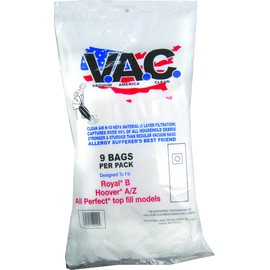 VACUUM AMERICA CLEAN VAC 7 Perfect P103, P104, P107, P108 / Royal Style B Uprights H-10 HEPA Filtration (Pack of 9)