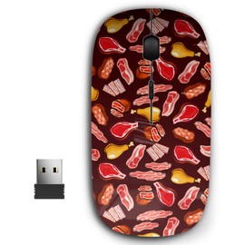 KAWAMOUSE 2.4G Ergonomic Portable USB Wireless Mouse for PC, Laptop, Computer, Notebook with Nano Receiver (Meat Beef Steaks)