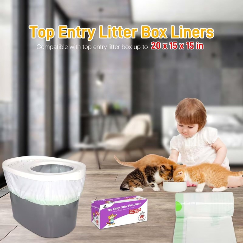 Cat Litter Box Liners Compatible with Top Entry Litter Pans
