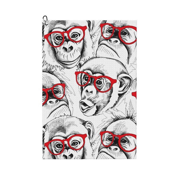 Nuzjahu Monkey Large Golf Towels 24" X 16.1" with Carabiner