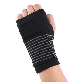 2 Piezas, Muñequera Elástica de Compresión, Protectores Palma, Muñequeras Apoyo para Levantamiento Pesas, Entrenamiento Rehabilitación, Muñequera Túnel Carpiano (Negro)