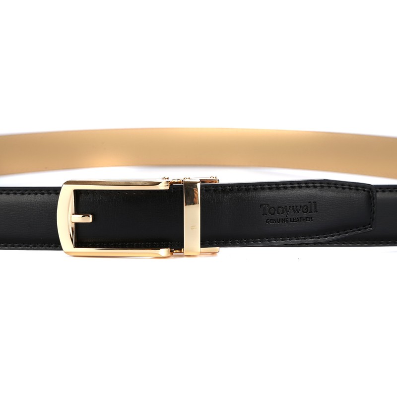 Tonywell Mens Leather Belt 30mm Wide Ratchet Belt with Automatic