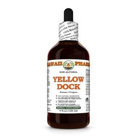 Yellow Dock (Rumex Crispus) Dry Root Glycerite, Made in Hawaii, Organic Raw Materials, All Natural, Vegan, Lab Tested Alcohol-Free Liquid Extract - 4 fl.oz
