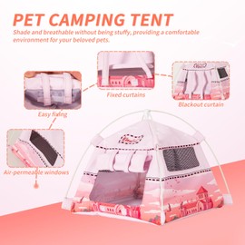 ITANDME Hamster Mini Camping Tent Hideout, Syrian Hamster Tent House Rat Bed Without Installing, Lightweight & Easy to Clean, Suitable for Mouse, Fancy Rat, Chipmunk and Mini Guinea Pig (Pink)