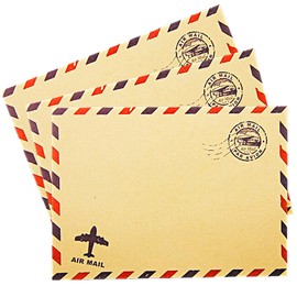 heizi Envelopes, Stylish, Air Mail, 30 Pieces, Postcards, Letters, Weddings, Invitations, Western Type 1, Western Type 2, Antique Style (Brown)
