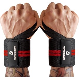VINSGUIR - Correas elásticas para levantamiento de pesas y entrenamiento, muñequeras transpirables con lazo para el pulgar y pestañas izquierdas/derec