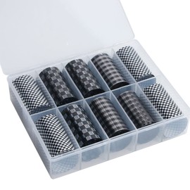 Nail Art Stickers DIY Nail Art Decorations Manicure Checker Board Black White Lattice Fashion Nail Foils for Women Girls