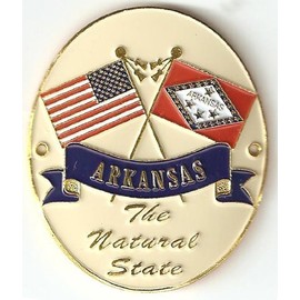 Arkansas & United States of America Flags - Hiking Stick Medallion - The Natural State