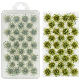 Woohome 32 PCS Miniature Grass Cluster, Field Green Static Grass Tuft Model Vegetation Groups Static Grass Tufts for DIY Model Train Landscape Railroad Scenery Grass Tufts Flower