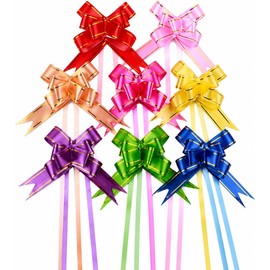 100 Piezas de Moños para Regalo con Acabado Dorado, Moños Satinados para Decoración de Cajas y Detalles, para Bodas, Fiestas y Decoración Navideña