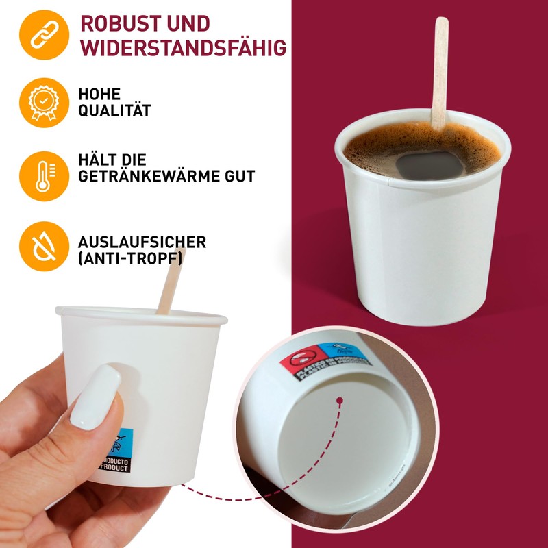 gobecups 100 White Disposable Cardboard Coffee Cups 110ml / 4oz