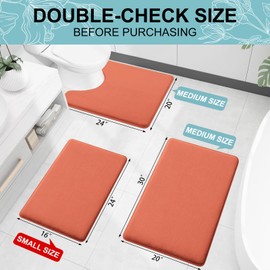 Smiry Memory Foam Bath Mat 24x16, Extra Soft and Absorbent Bathroom Mats, Non Slip Washable Carpet for Floor, Shower and Tub, Coral