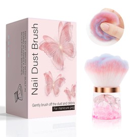 ANGNYA Nail Dust Brush, Rose Nail Art Dust Powder Remover Brush with Acrylic Handle Flower Design, Fluffy Dust Brush for Nails Soft Nail Duster Brush (Rose)