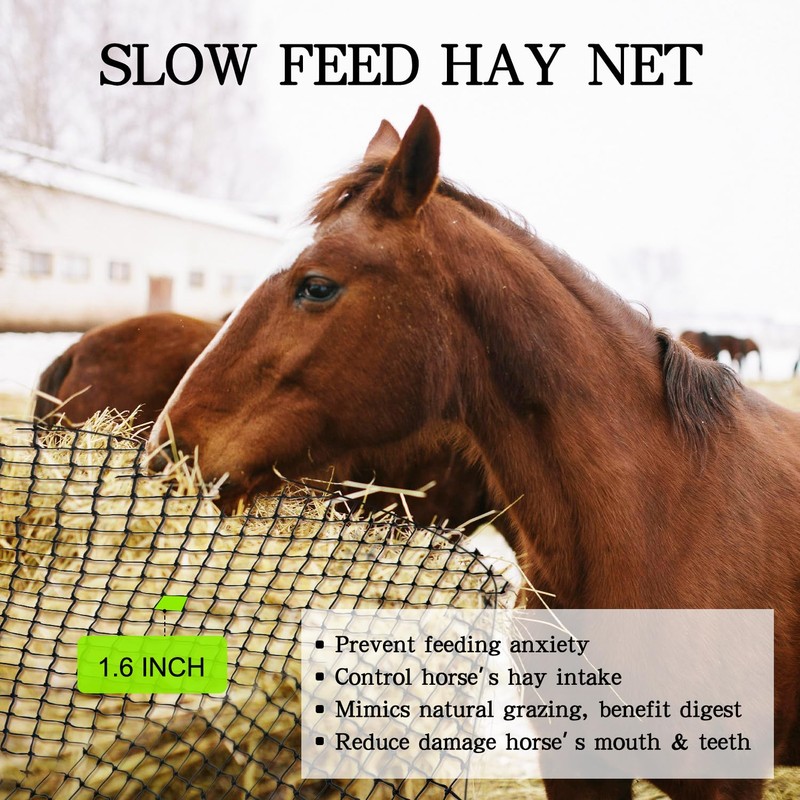 NizHome Round Bale Hay Net, 6x6FT Knotless Hay Nets for