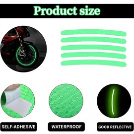 BDEPSTR Pack of 20 Neon Reflector Stickers, High-Quality Stickers Made of Quality Reflective Film, Motorcycle Rim Sticker, Complete Set, Motorcycle Accessories - Racing Design