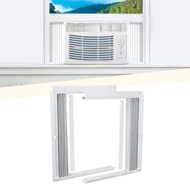 Powrocket Window AC Side Panel with Frame Set,Air Conditioner Accordion Filler Curtain Replacement Kit,Fits Most 8000 BTU Window Air Conditioner Units,White