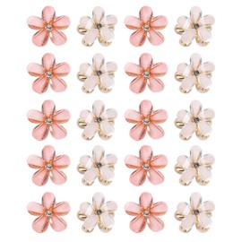 20 Pcs Mini Diamond Hair Claw Clips,Small Hair Clips Flower Hairpins Hair Accessories for Women,Girls,Sweet Mini Barrettes Hair Styling Accessories for Photograph,Daily,Party,Wedding (White & Pink)