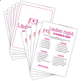 Girls Night Party Game - Ladies Night Party Games - Scavenger Hunt Game Pack - Fun Girls Night In/Girls Night On - Bridal Shower or Bachelorette Party Game - Games for Adults - 30 Game Cards