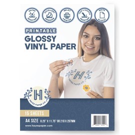 Printable Vinyl Sticker Paper for Inkjet Printer - Matte Waterproof White Self-Adhesive Sheets for Cricut, Small Business Labels & Water Bottle Stickers - 50 A4 Premium Sticker Sheets for Printing