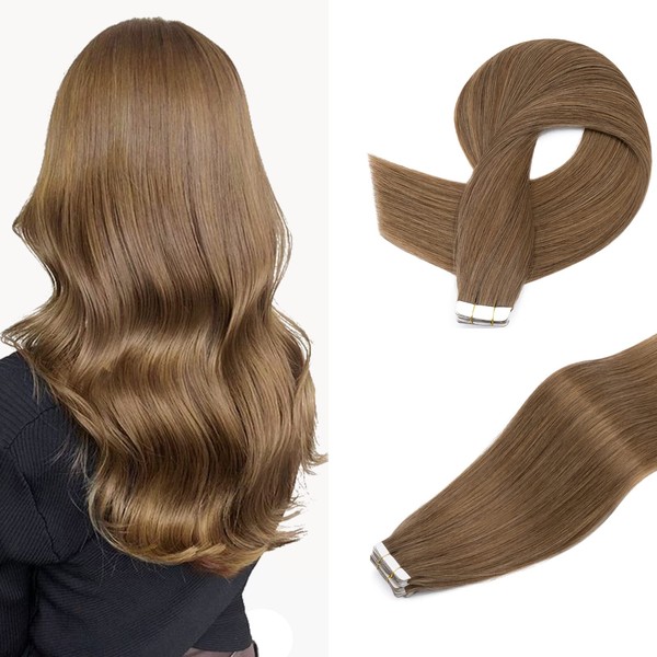 Tape Extensions Real Hair 20 Pieces Remy Real Hair Extensions Tape In Hair Extensions Straight 50 g - 50 cm #6 Light Brown