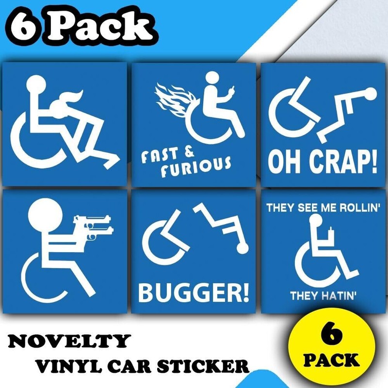 6 Pack - Funny CAR Stickers - Disabled CAR Bumper