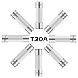 ALLECIN 20A 250V 6x30MM Slow Blow Ceramic Fuses 20 Amp 250 Volt 0.24 x 1.18 Inch Time Delay Tube Fuse T20AL250V (Pack of 10Pcs)