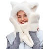 LATTEMARMALATTE Cute Cat Ears Winter Hat, 3 in 1 Plush