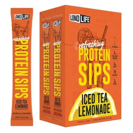LonoLife Refreshing Protein Sips Iced Tea Lemonade Drink Mix, 10 Single Serve Packets, 5g Collagen Protein, 70 Calories