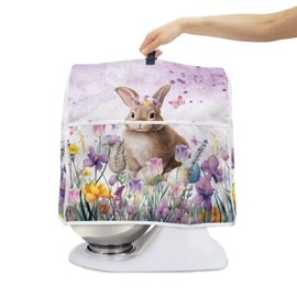 Talayituse Rabbit Tulip Pattern Stand Mixer Cover for 4.5-5 Quarts Kitchen Aid, Easter Decor Washable Mixer Dust Cover with Handle and Pocket Kitchen Accessories Small Appliance Protective Cover, S