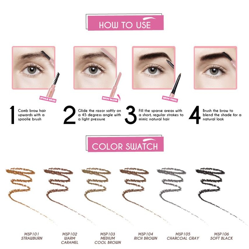 3 in 1 Mapping and Shaping Brow Pencil, Rich Brown,