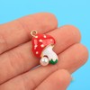 Comimark 15 PCS Enamel Mushroom Charms Pendant for DIY Jewelry