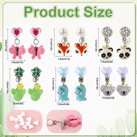 Mikovivi 6 Pairs Colorful Clip on Dangle Earrings Set, Resin No Pierced Design Kids Earrings Cute Butterfly Little Monsters Princess Ear Clips for Party Daily Wearing Princess Jewelry Accessories