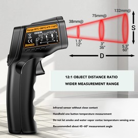 Cooking Infrared Thermometer Heat Temperature Temp Gun Industrial Thermometer LCD Display ‑20~380℃(‑4~716℉)