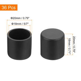 sourcing map 36Pcs Chair Leg Caps, Fit OD 18mm (5/7 Inch) Non-Marking PVC Chair Leg Tips Non-Slip Chair Leg Floor Protectors Round Table Covers End Caps for Furniture, Black