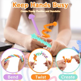 12PCS Flexible Sensory Fidget Sticks for Kids Adults with Autism Calming - Quiet Fidgets for Classroom Must Have - Creative Students Prizes Fun Party Favors Gifts
