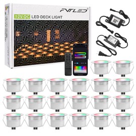 RGB+IC Recessed Led Deck Lights, Φ1.22" 20 Pack LED Deck Lights Kit, Smart Deck Lights Multicolor Dynamic, DC12V Deck Lighting Low Voltage, Lights Must Be Installed without Extension Cords