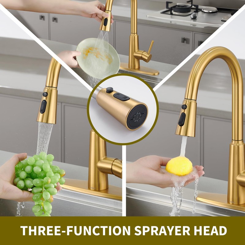 Tohlar Gold Touchless Kitchen Sink Faucet, Smart Bar Faucets with