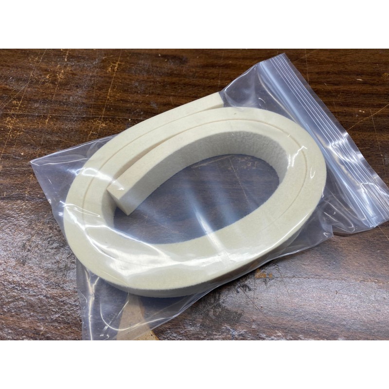 Extra Firm White Piano Felt Strip 1"" wide, 1/2"" thick,