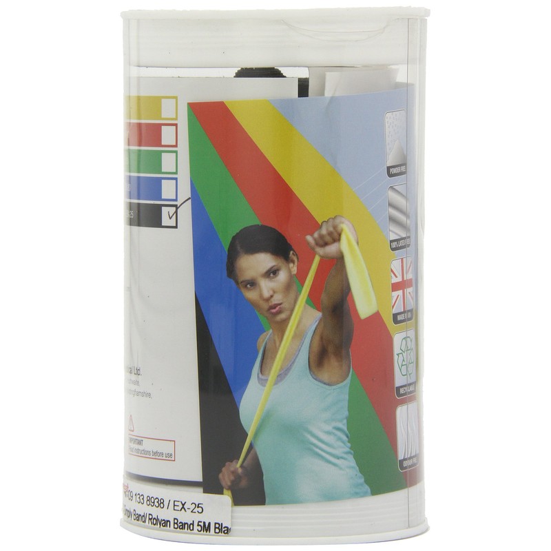 ROLYAN Energising Exercise Bands Latex Free, 5m, Black Extra Extra