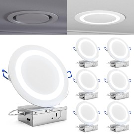 Sunco 6 Pack 6 Inch LED Slim Eclipse Ultra Thin Canless Lights, Ceiling Recessed Lighting with Metal Junction Box, 900 LM, Selectable CCT 2700K/3000K/4000K/5000K/6000K, 14W, Dimmable ETL