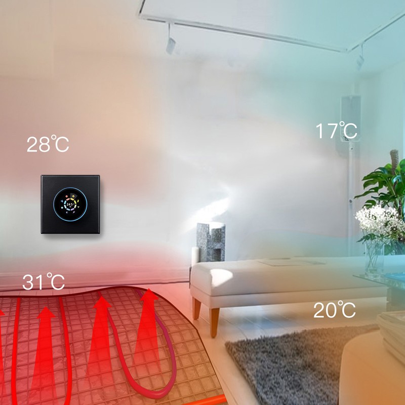 Smart Thermostat Black App Remote Control Timing Energy Saving High