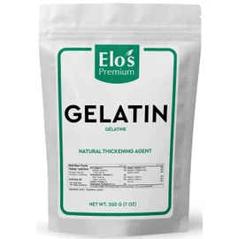 Gelatin (200g) by Elo’s Premium |100% All-Natural Food Grade Powder Unflavored Thickener| Packaged In Canada| Used As Thickener, Stabilizer, Texturiser| Non-GMO, Gluten Free| Make Yogurt, Fruit Gelatins, Puddings and more