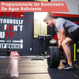AdooAdii Botella de Agua 2L Antigolpes Botella de Agua Reutilizable Sin BPA con Pajilla Removible Botella Deportiva Escala de Hidratación Termo de Agua Antifugas para Gym Ciclismo Viaje (Rosa)