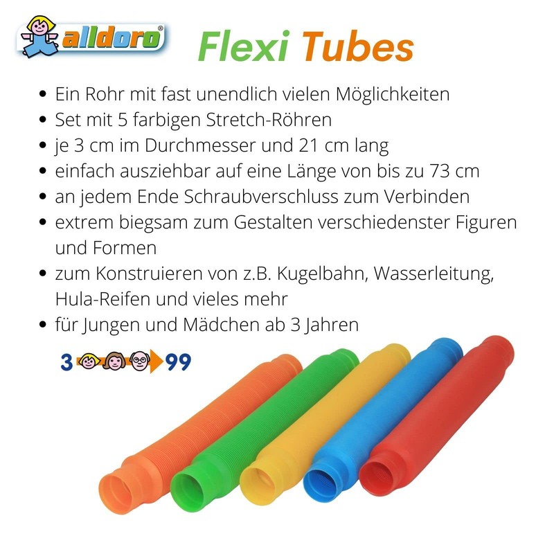 alldoro 60332 Flexi Tubes Made of Plastic, 3 cm Diameter,