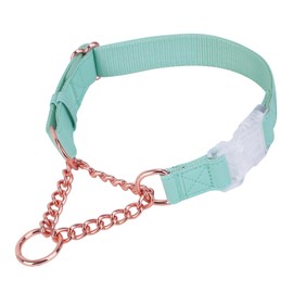 Soft Leather Martingale Collar for Dogs, Rose Gold Chain Limited Slip Collars with Quick Release Buckle, Stylish Adjustable Nylon No Pull Training Collar for Small Medium Large Dogs Mint Green ML