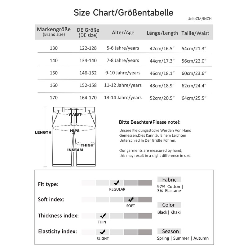 YoungSoul Boys' Shorts, Cargo Shorts, Summer Shorts - Black ,