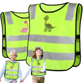 Hoiloie Pack of 2 Children's Safety Vest, Breathable Safety Vest in Universal Size, Lightweight Reflective Vest for School, Sports and Safety for Boys and Girls