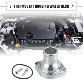 Motoforti Water Neck Thermostat Housing, for Chevy Ls1, Alloy, with Washer and Bolts, Silver Tone, 1 Set